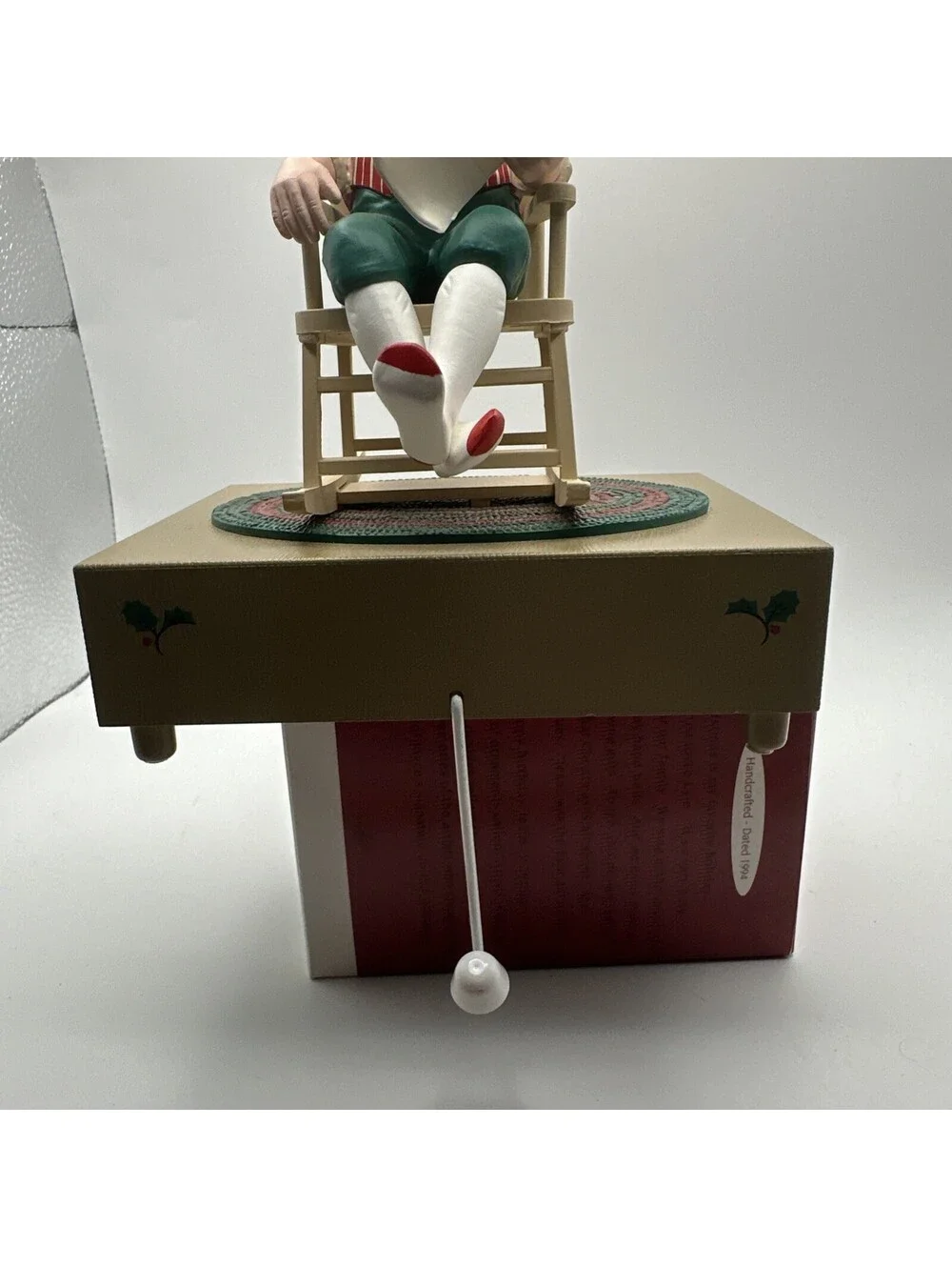 Hallmark Vtg. Santa’s List Rocker Wind Up Stocking Holder